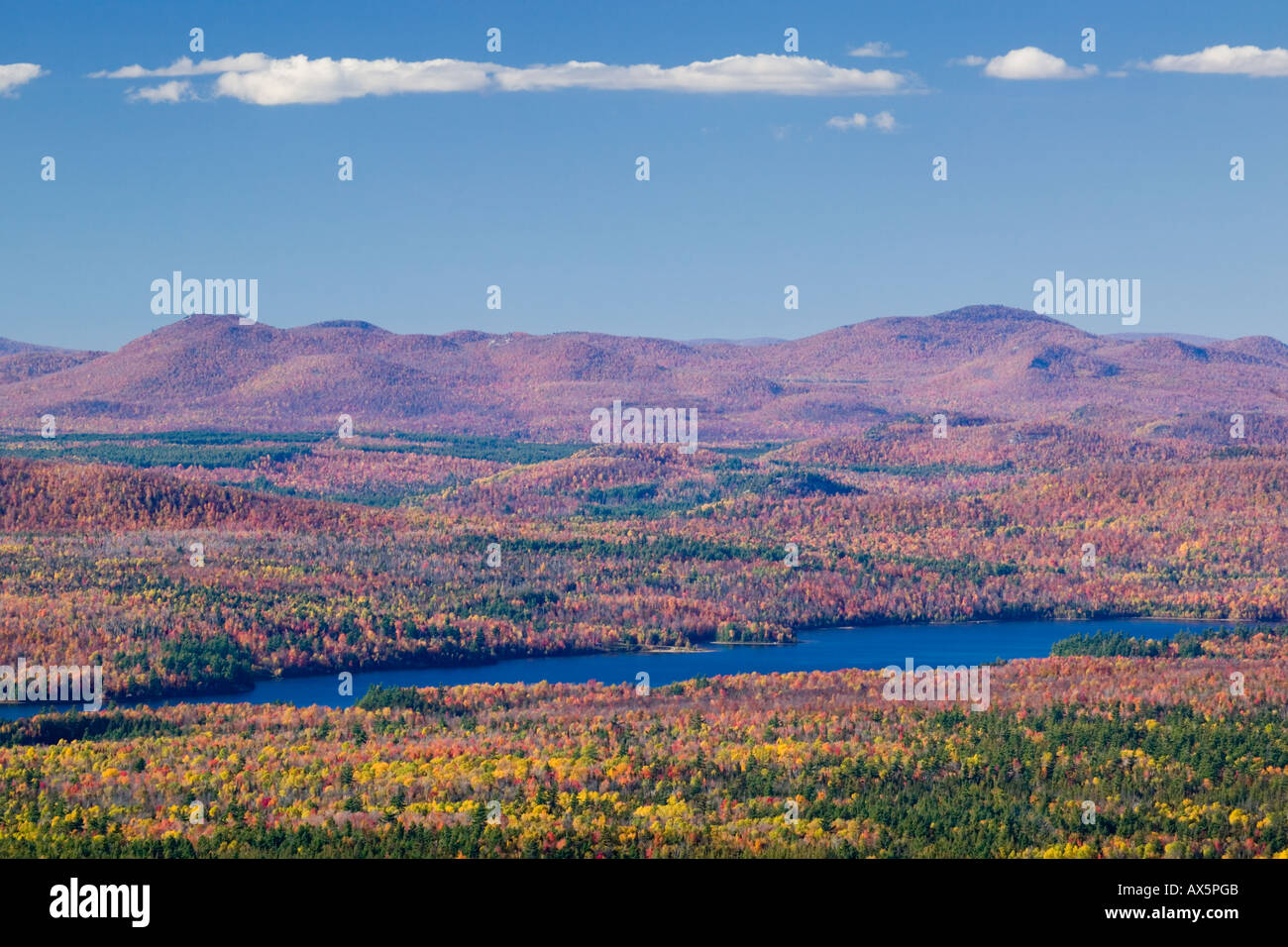 Adirondack Mountains im Herbst ihren Höhepunkt erreichen, Laub, Blick nach Norden vom Whiteface Essex County in New York Stockfoto