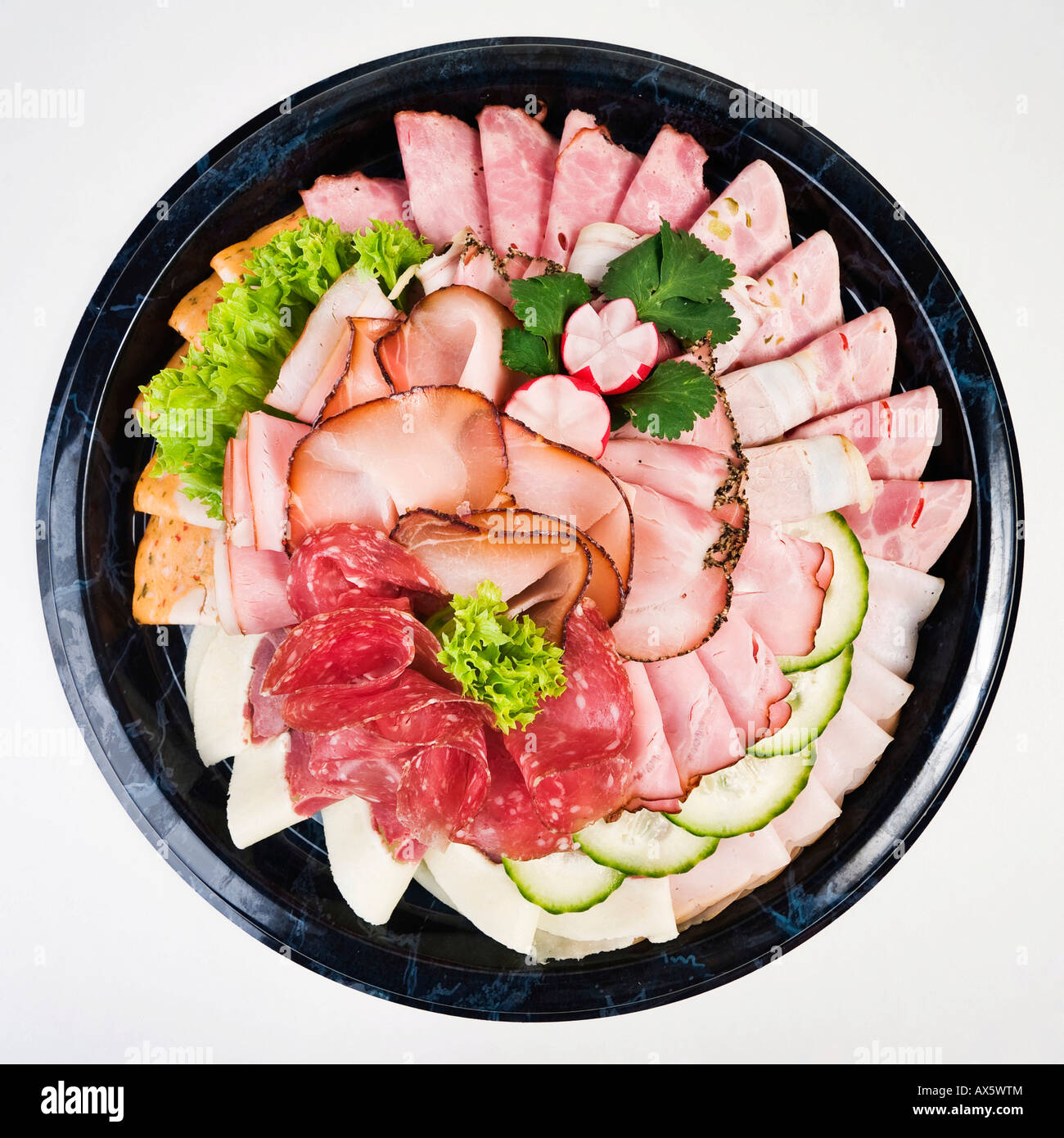Luncheon Meat Platter, Aufschnitt Stockfoto