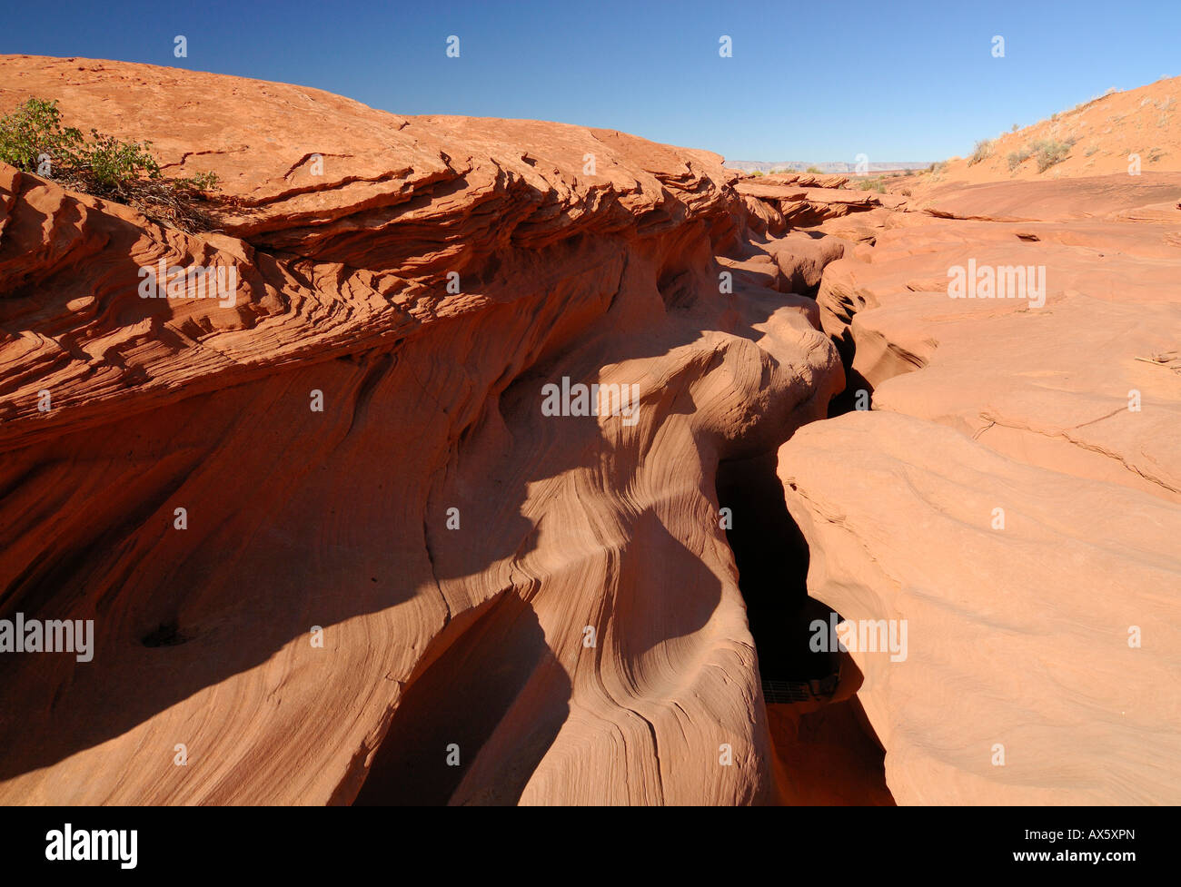 Niedrigere Canyon von oben betrachtet, Slot Canyon, Arizona, USA, Nordamerika Stockfoto