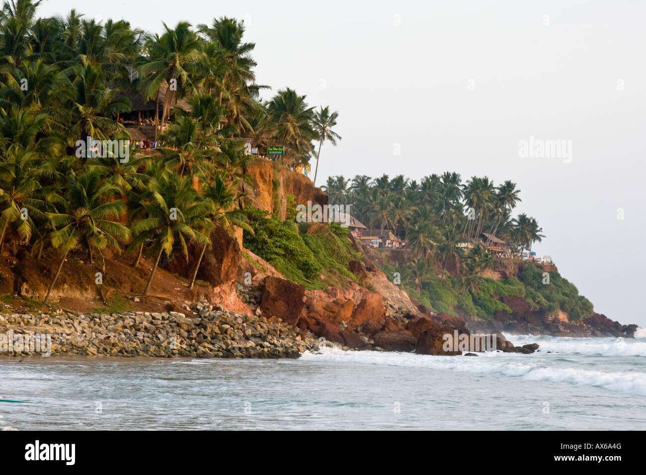 Cliff und Strand in Varkala Indien Stockfoto