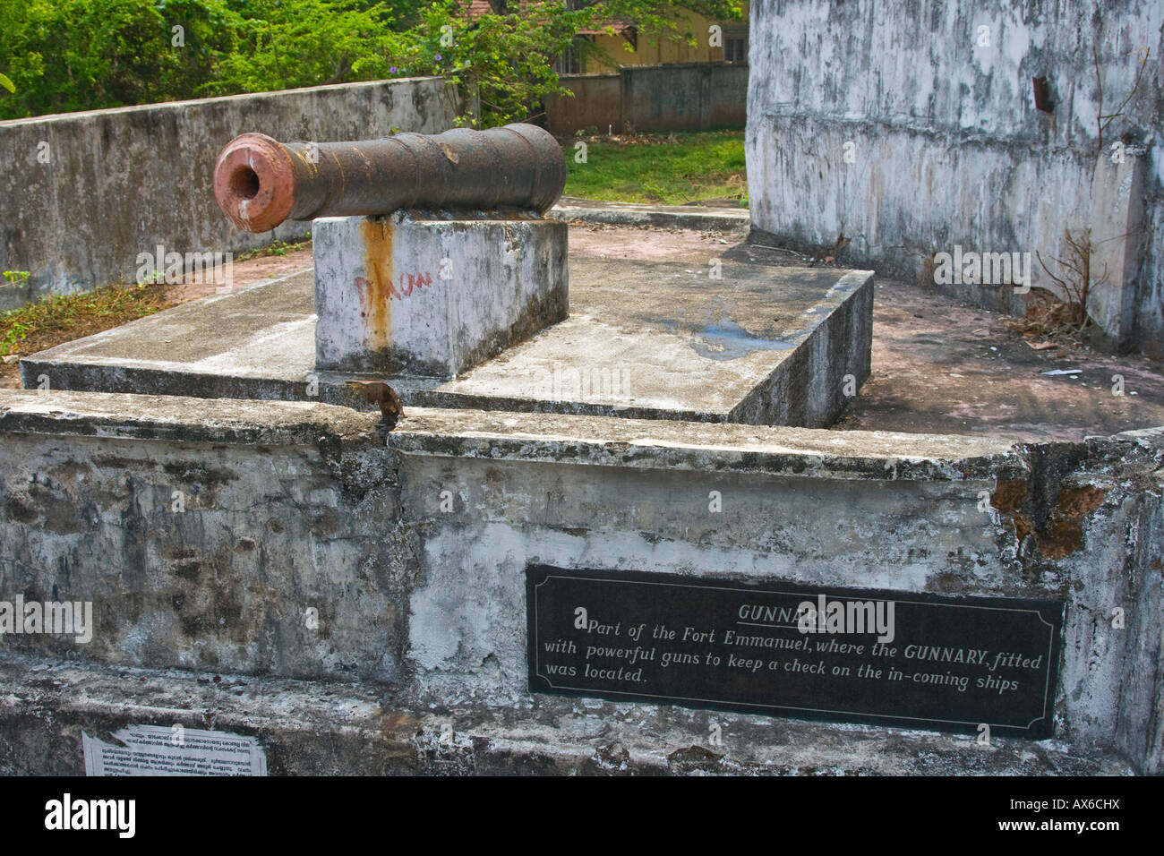 Coastal Kanone in Fort Cochin, Indien Stockfoto