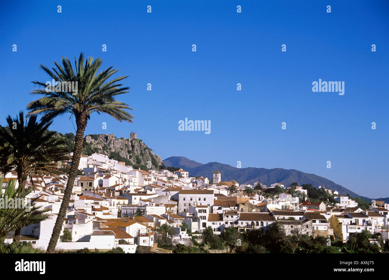 Gaucin, weißes Dorf, im Landesinneren Costa Del Sol, Malaga Andalusien Spanien Stockfoto