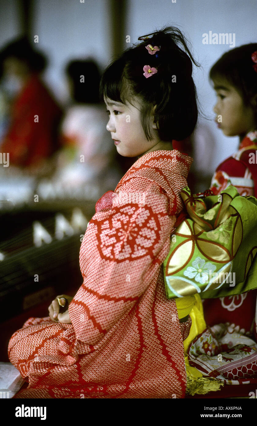 Schulmädchen in Kimono Kagoshima Japan Stockfoto