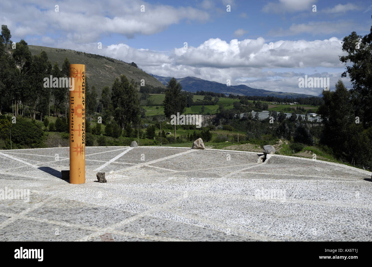 Äquator Sonnenuhr La Mitad Del Mundo The Middle der Welt Cayambe Ecuador Stockfoto