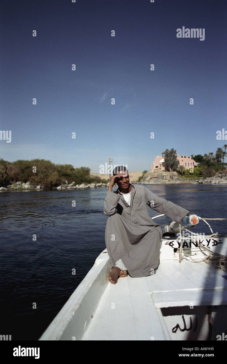 Kreuzfahrt durch die Feluke auf Elephant Island am Fluss Nil, Assuan, Ägypten Stockfoto