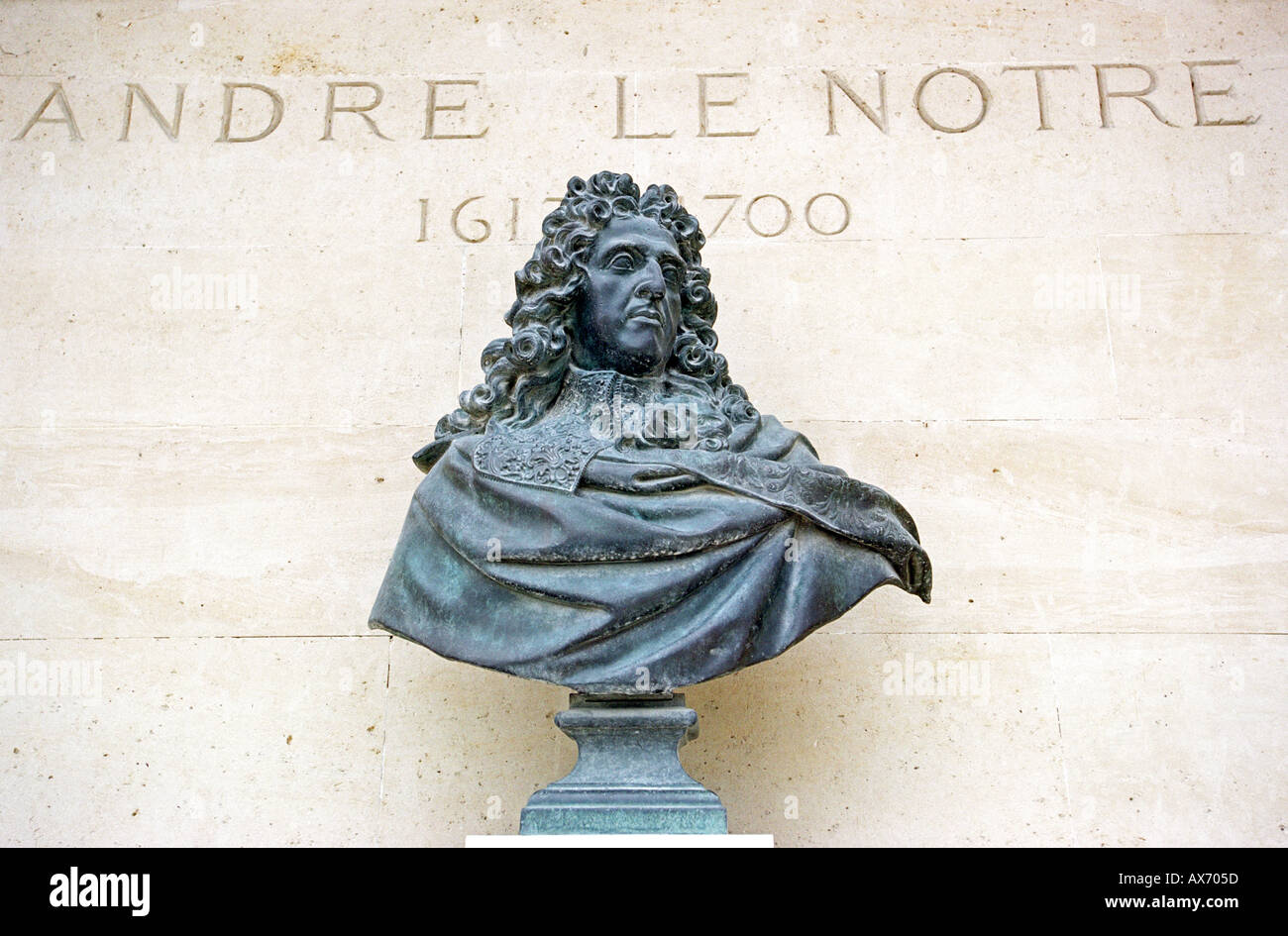 Andre le Notre Büste in Paris Frankreich Stockfoto