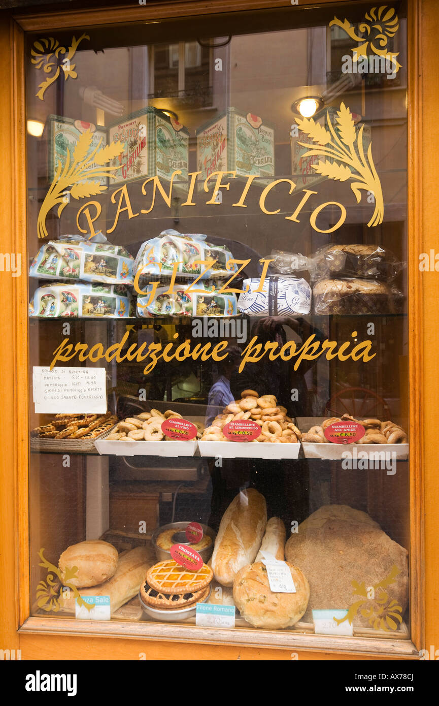 Fenster eines traditionellen Bäckers Shop, Altstadt, Rom, Italien Stockfoto