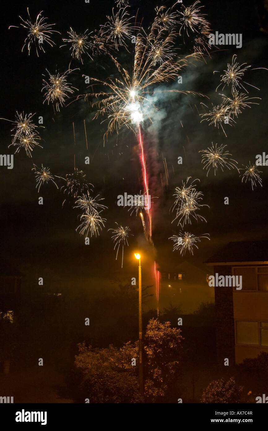 Feuerwerk Feuer nachts eine Gemeinschaft Stockfoto