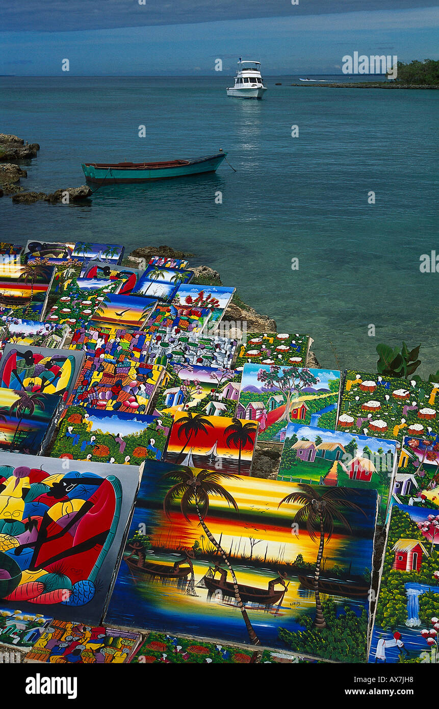 Naive Bilder, machen am Strand, Bayahibe Dominikanische Republik Stockfoto