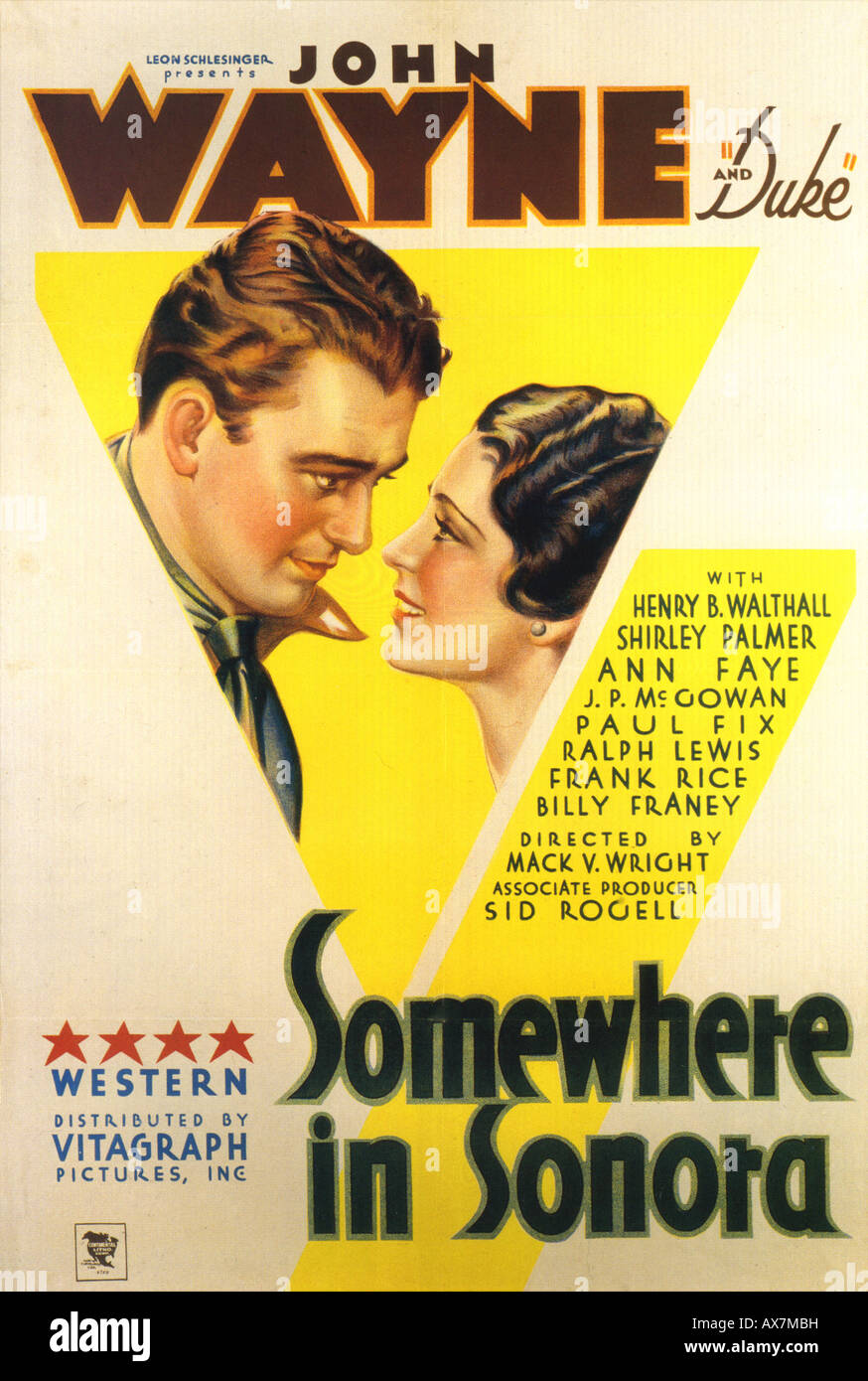 IRGENDWO IN SONORA Plakat für 1933 Warner film mit John Wayne und Ann Faye Stockfoto