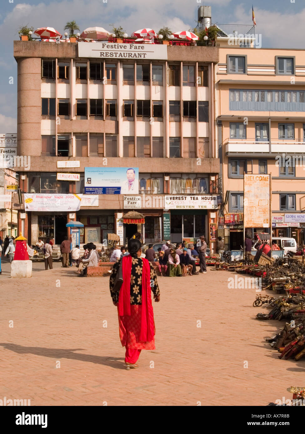 Geschäften und alten Gebäuden in Basantapur Platz Kathmandu Nepal Asien Stockfoto