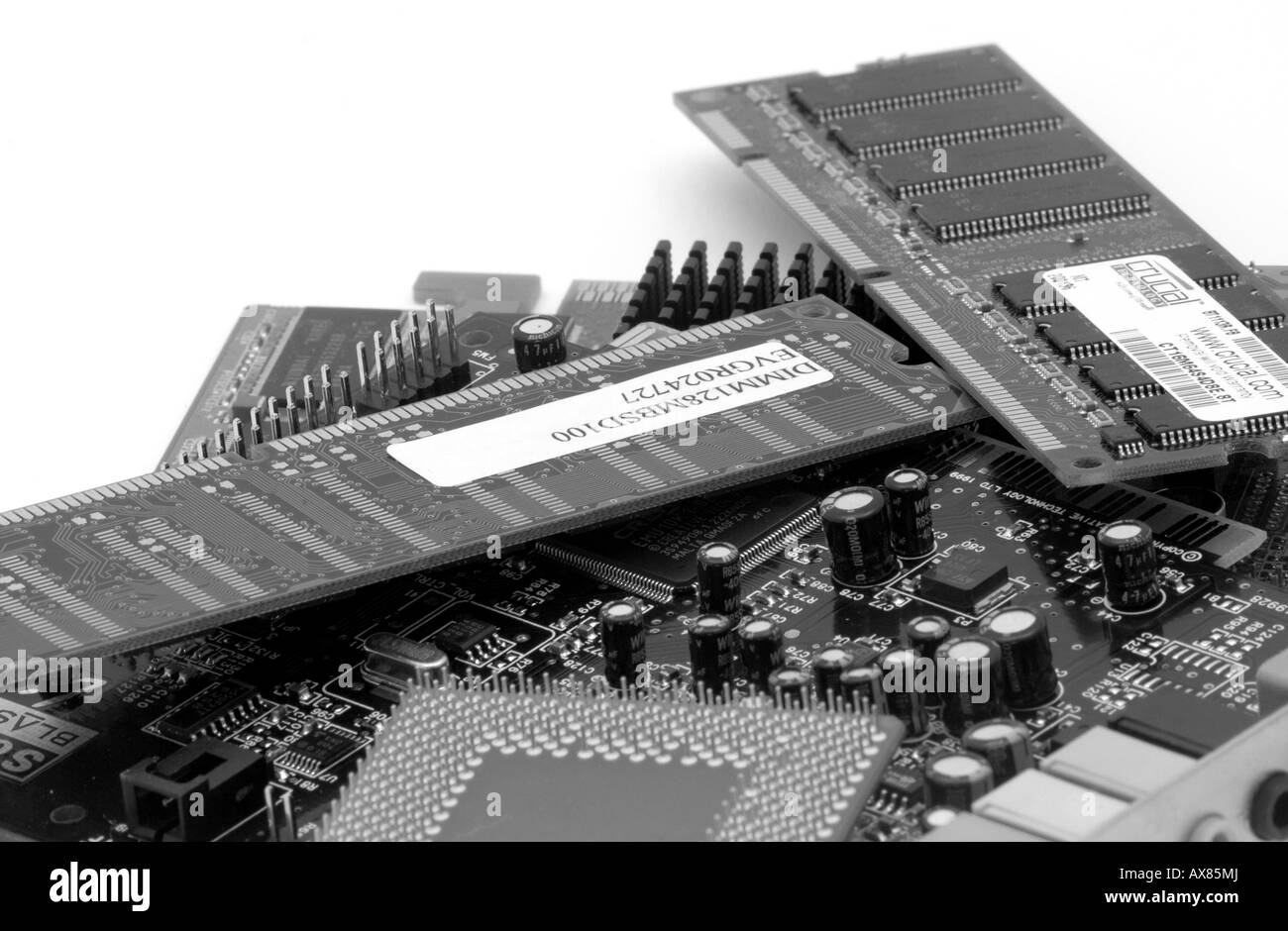 Verschiedene Computer-Komponenten Stockfoto