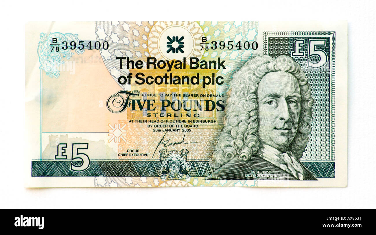 Schottland-5-Pfund-Banknote Stockfoto
