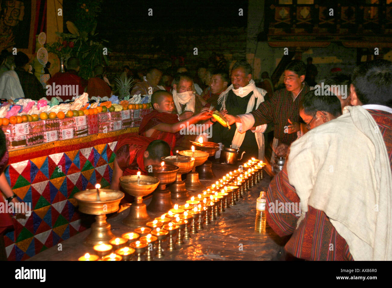 Bhutan fest Paro Tsechu Shugdrel Zeremonie Stockfoto