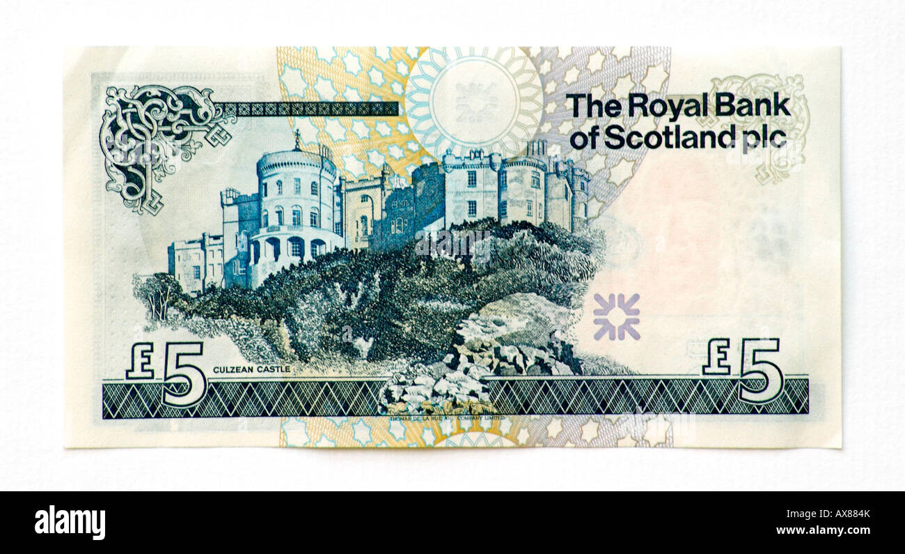 Schottland-5-Pfund-Banknote Stockfoto