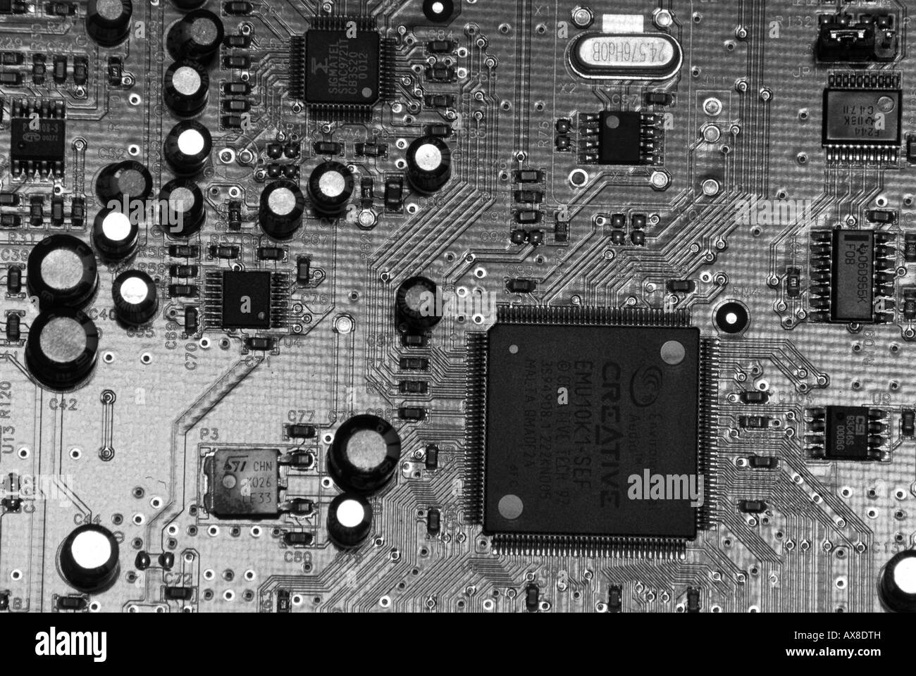 Nahaufnahme eines Computer-Soundkarte Stockfoto