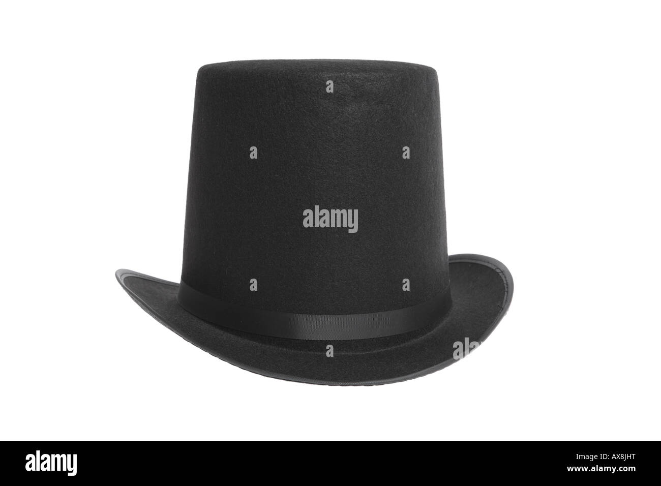 Schwarzer Hut Ausschneiden auf weißem Hintergrund Stockfoto