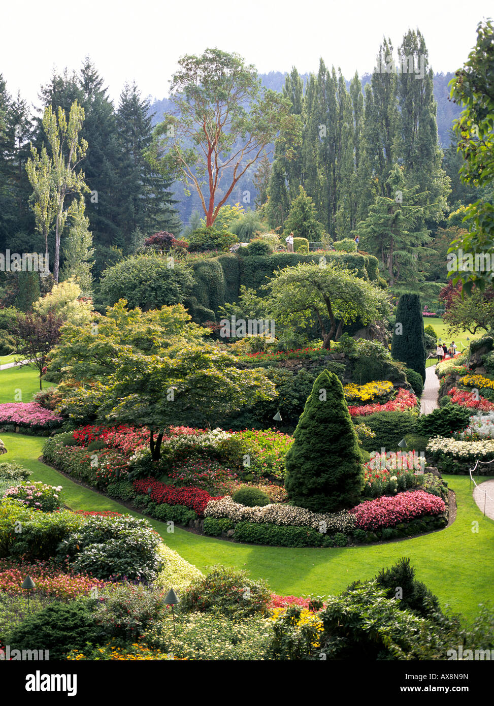 Ein Blick auf den weltberühmten Butchart Gardens in der Nähe von Victoria Stockfoto