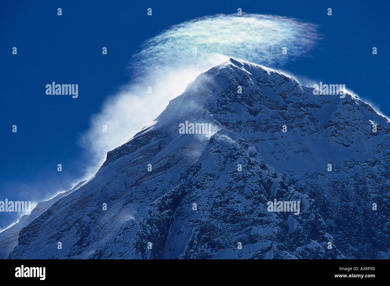 Gipfel von Mount Everest 8,848 m, Solu Khumbu, Nepal, Himalaya Stockfoto