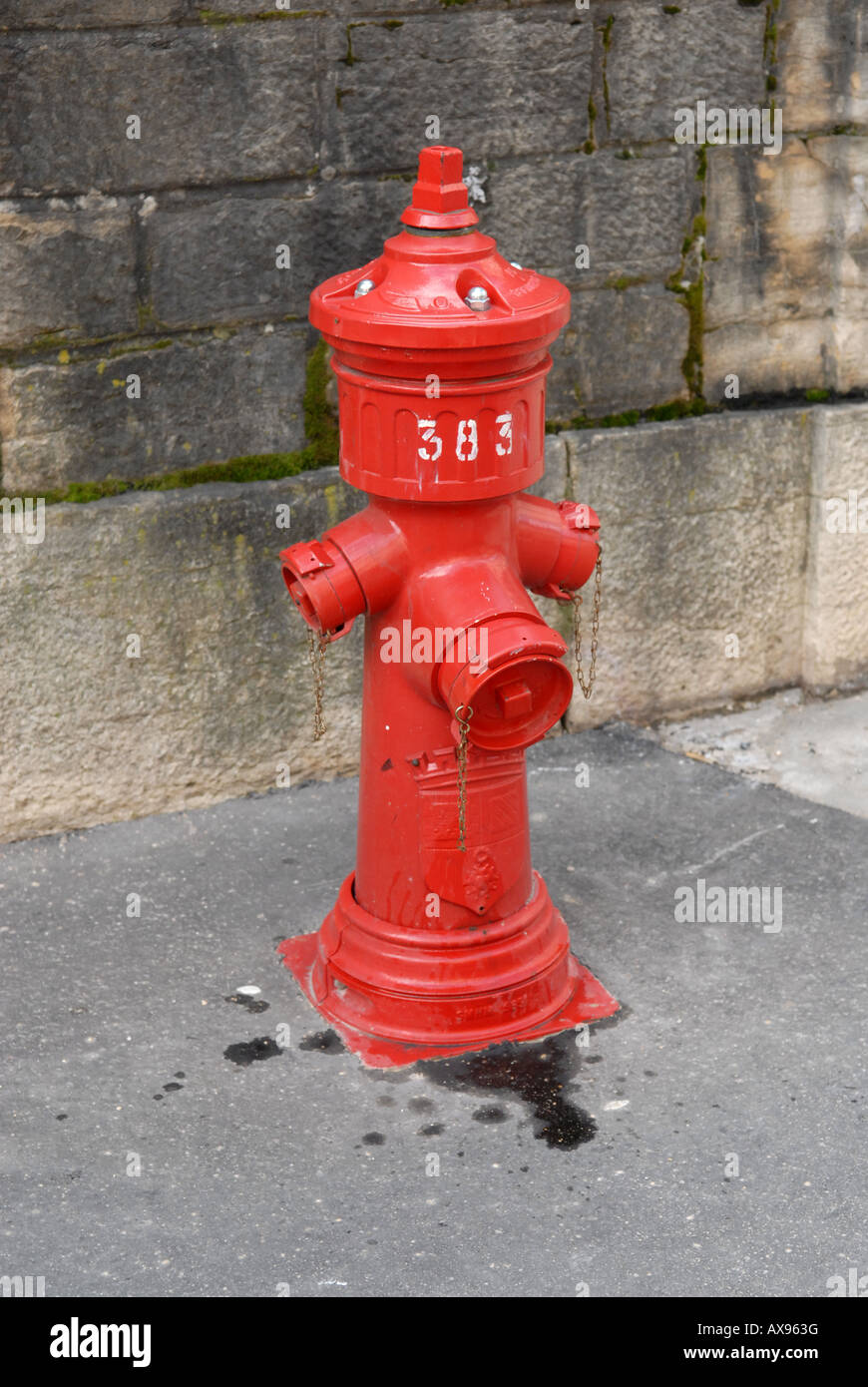 Red Fire Hydrant in Dijon Burgund Frankreich Stockfoto
