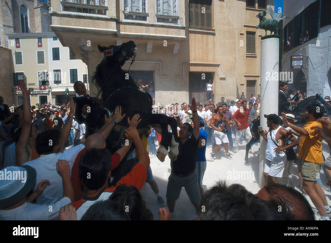 Traditionelle Pferd Tanz der menorquinischen Pferde, Jaleo, Ciutadella, Menorca, Spanien Stockfoto