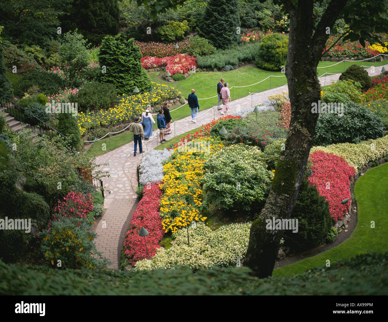 Ein Blick auf den weltberühmten Butchart Gardens in der Nähe von Victoria Stockfoto