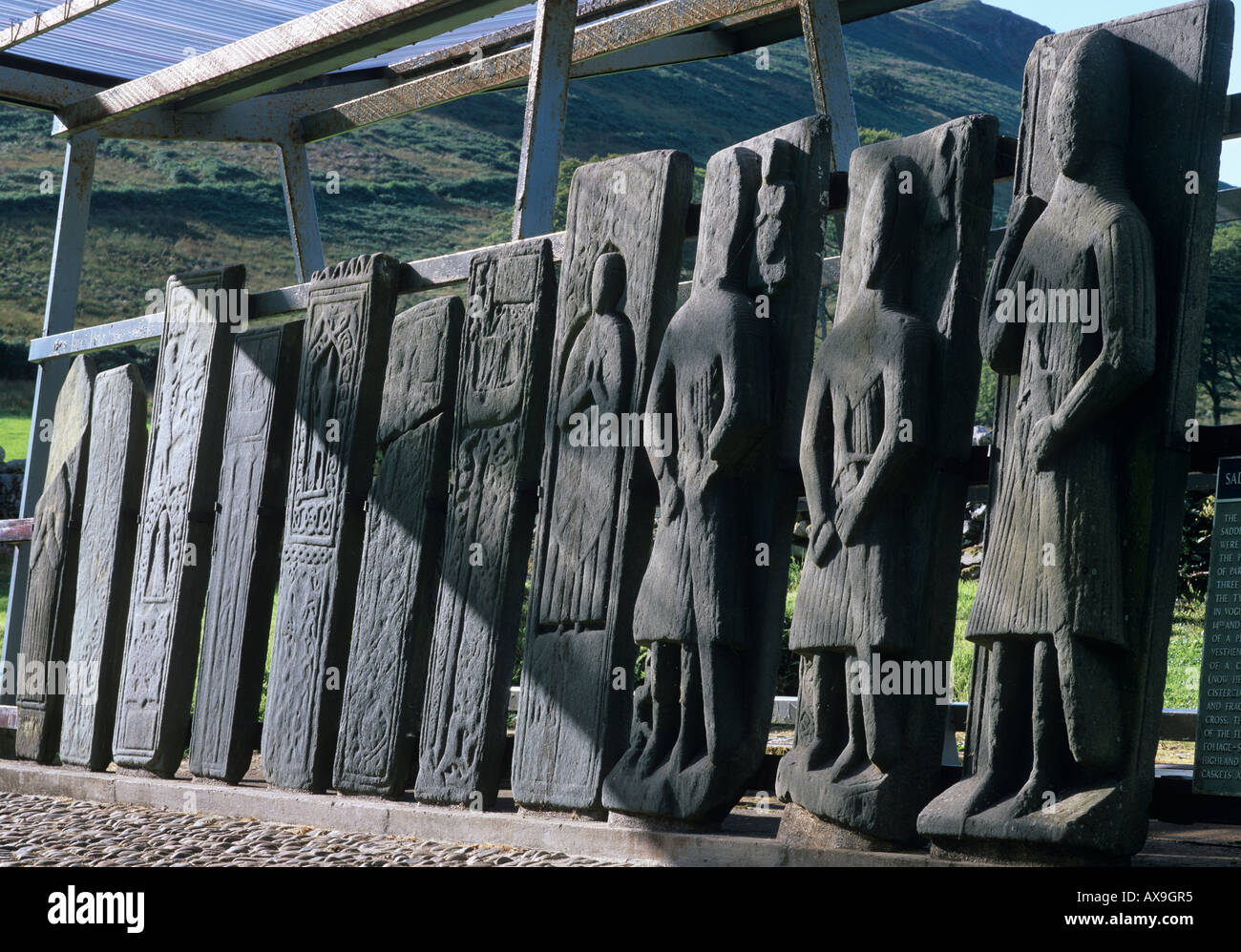Schweren Platten Saddell Abtei Kintyre Argyll Scotland UK Stockfoto