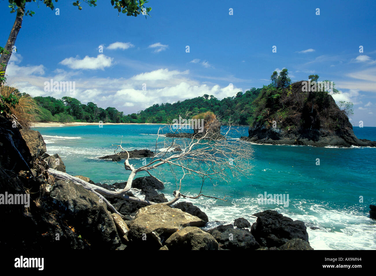 Küstenregion im Sonnenlicht, Playa Espadilla, Manuel Antonio, Costa Rica, Mittelamerika, Amerika Stockfoto