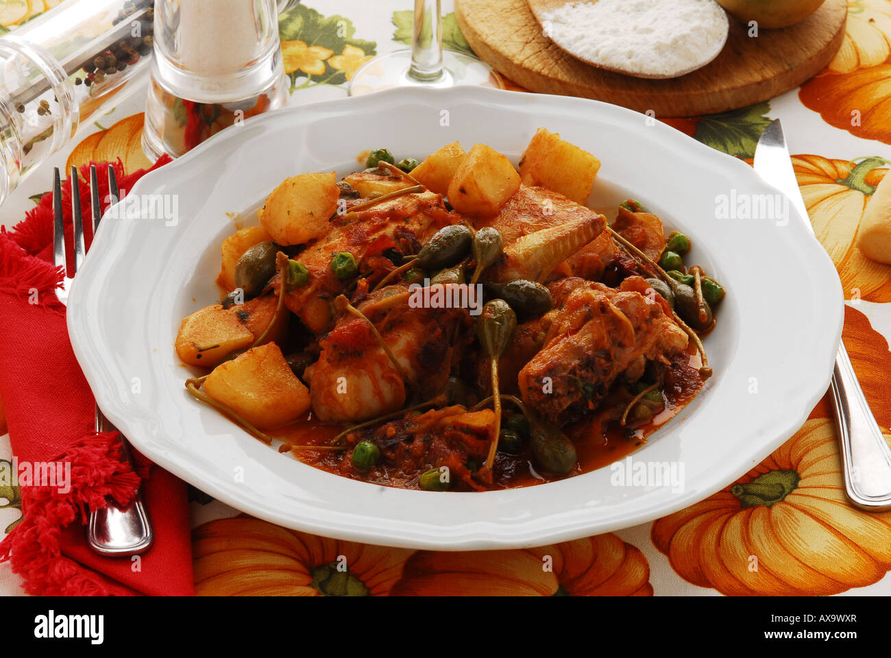 Primosten Huhn - dalmatinische Küche Stockfoto