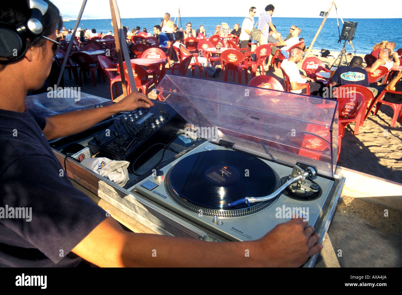 Beachbar, Barceloneta, Barcelona, Spanien Stockfoto