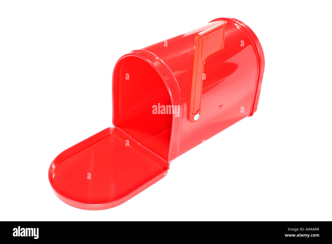 Roten Briefkasten auf reinen weißen Hintergrund isoliert Stockfoto