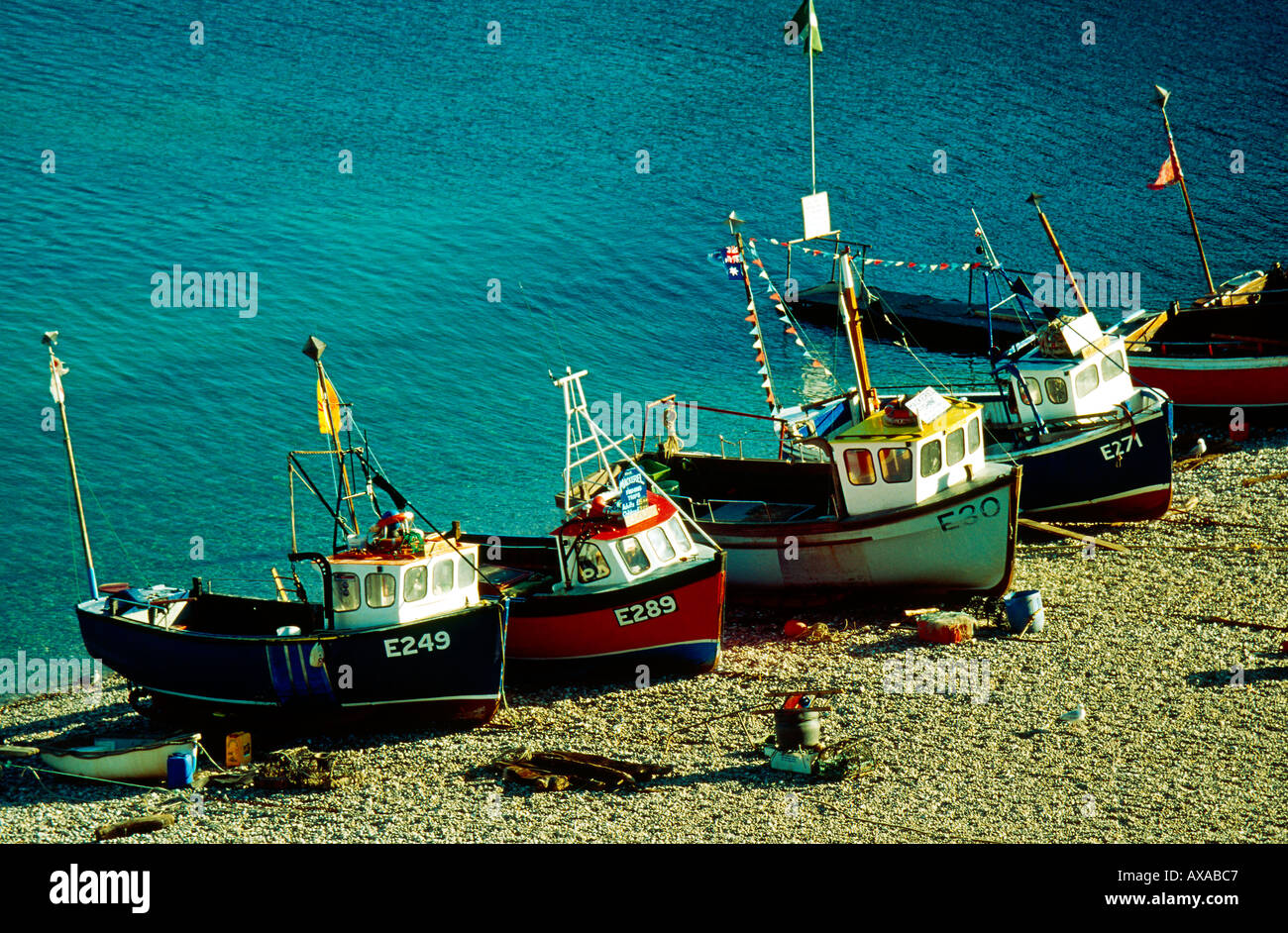 Angeln Boote Bier Devon UK Stockfoto