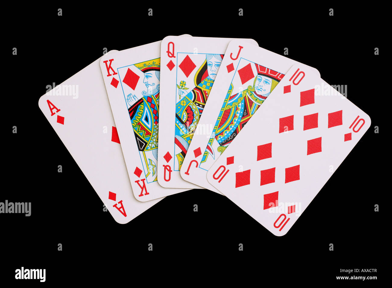 Hand von Spielkarten zeigen einen Royal flush Stockfoto