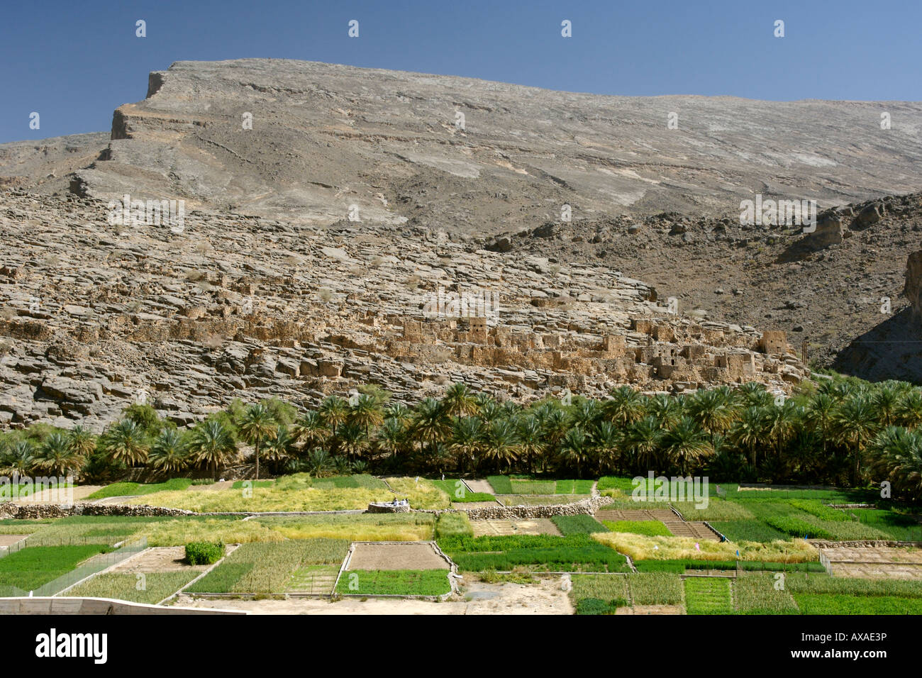 Die verlassenen Teil Ghool Dorf zu Beginn des Wadi Nakhr und Wadi Ghool im Oman. Stockfoto