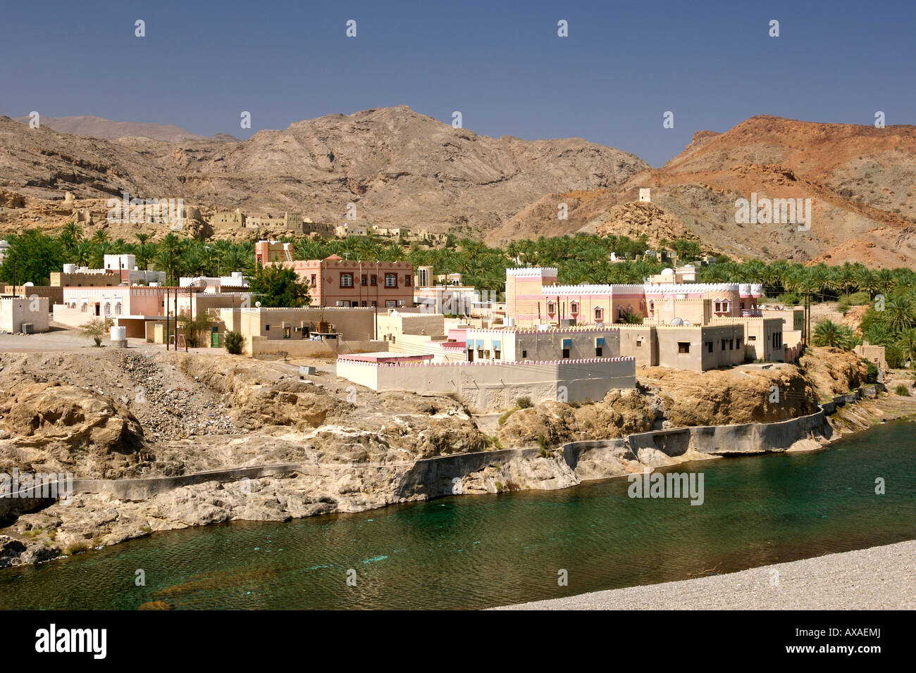 Das Dorf Fanja in Oman. Stockfoto