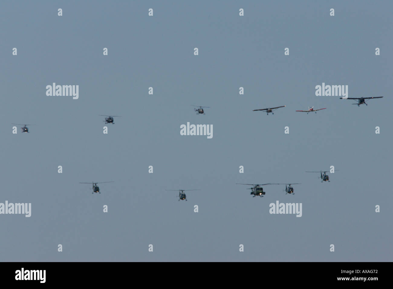 Britische Army Air Corps historischen Flug in Bildung RIAT 2005 RAF Fairford Gloucestershire England UK Stockfoto