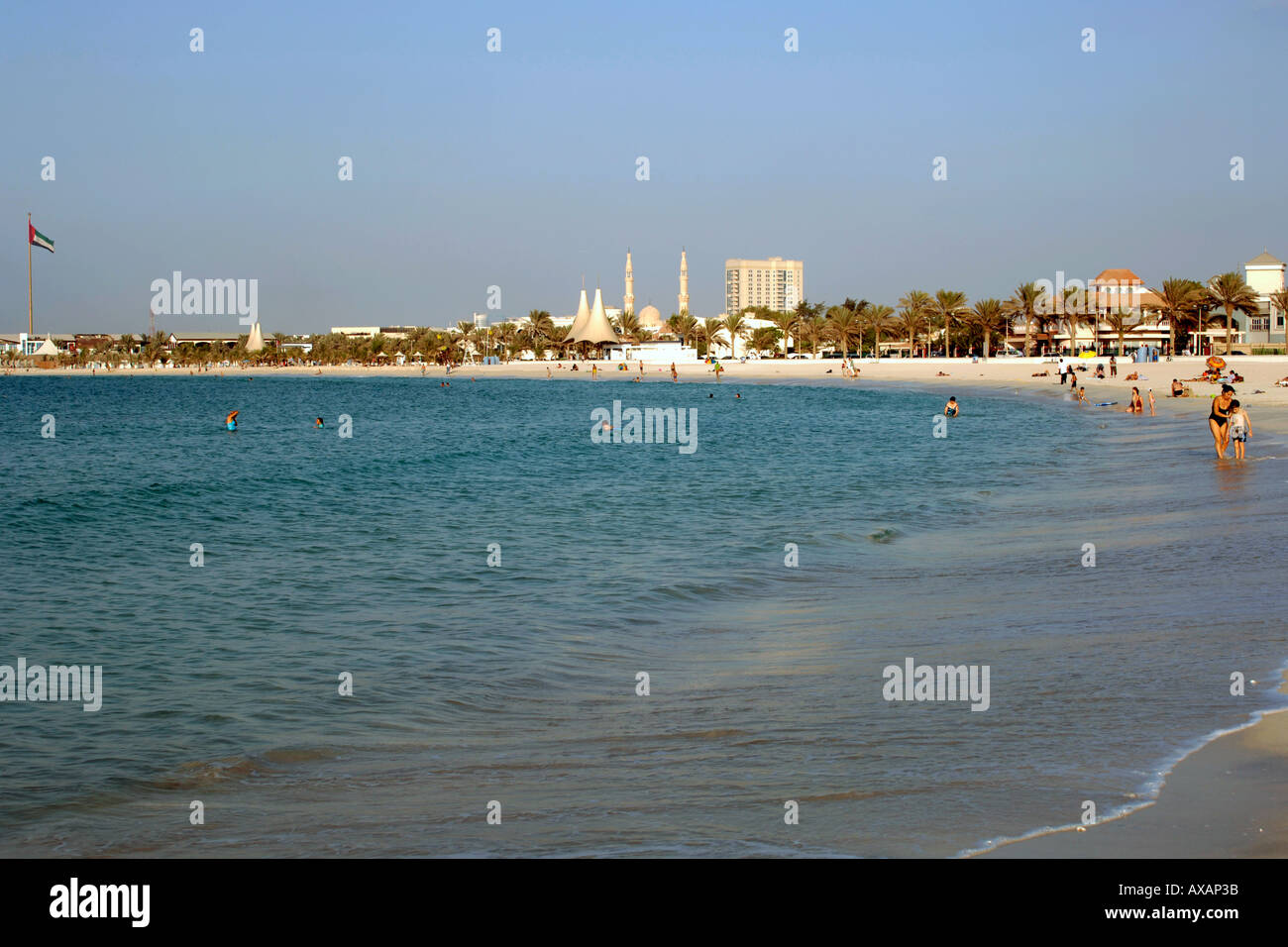 Jumeirah Beach, entlang der Golf-Küste von Dubai. Stockfoto