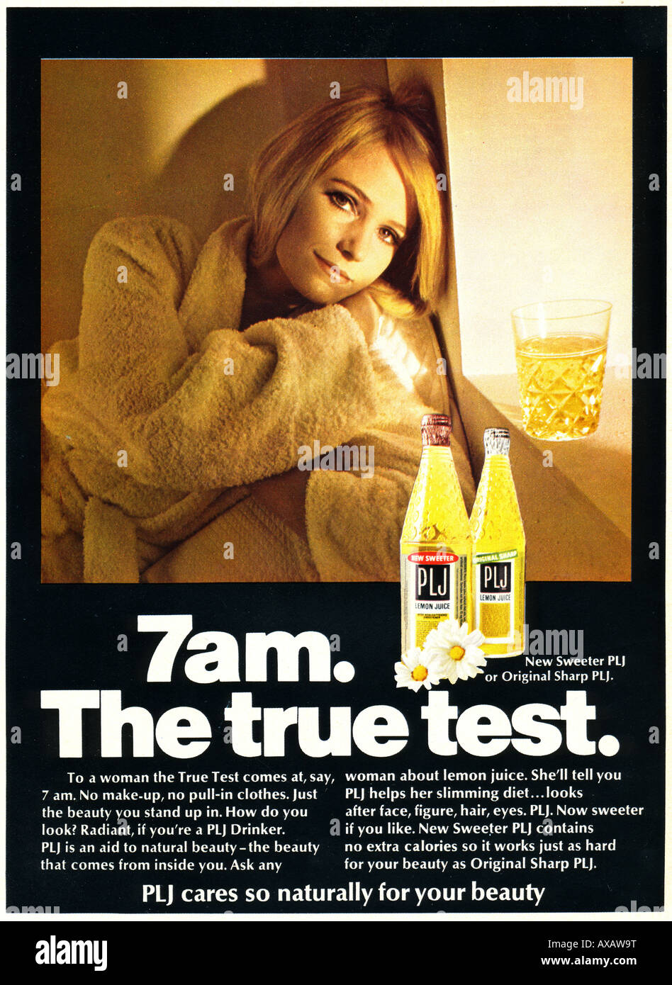 1960er Jahren April 1969 Magazin Werbung für PLJ Pure Zitrone Saft für nur zur redaktionellen Nutzung Stockfoto
