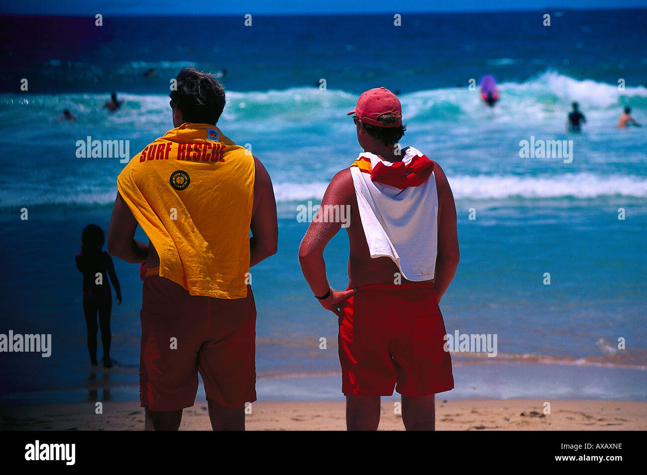 Rettungsschwimmer, Rueckansicht, Manly Beach, New South Wales Australien Stockfoto