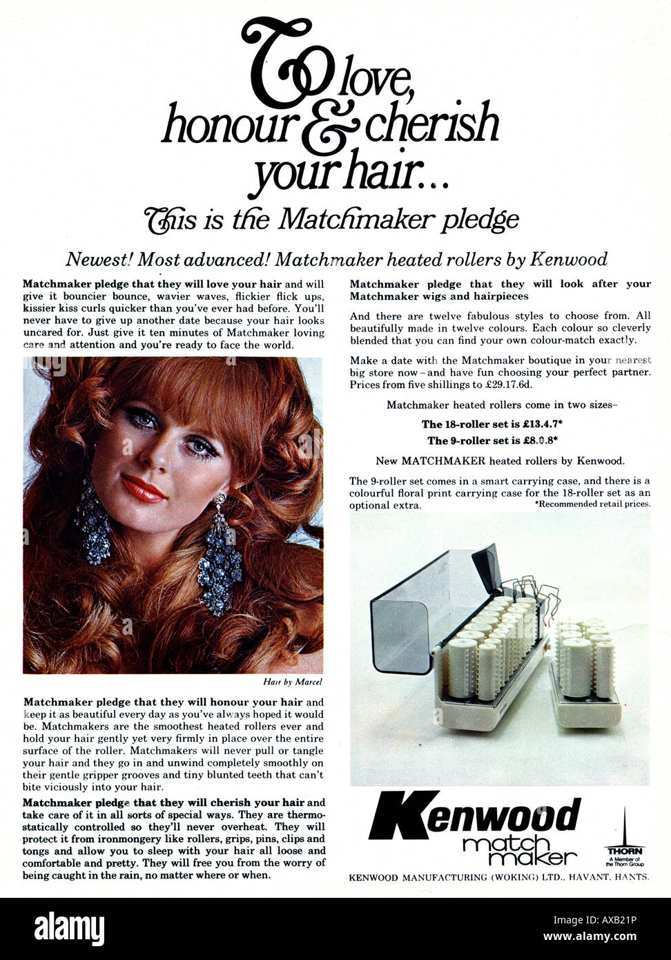 1960er Jahren April 1969 Magazin Werbung für Kenwood Matchmaker beheizt Haar Rollen für nur zur redaktionellen Nutzung Stockfoto