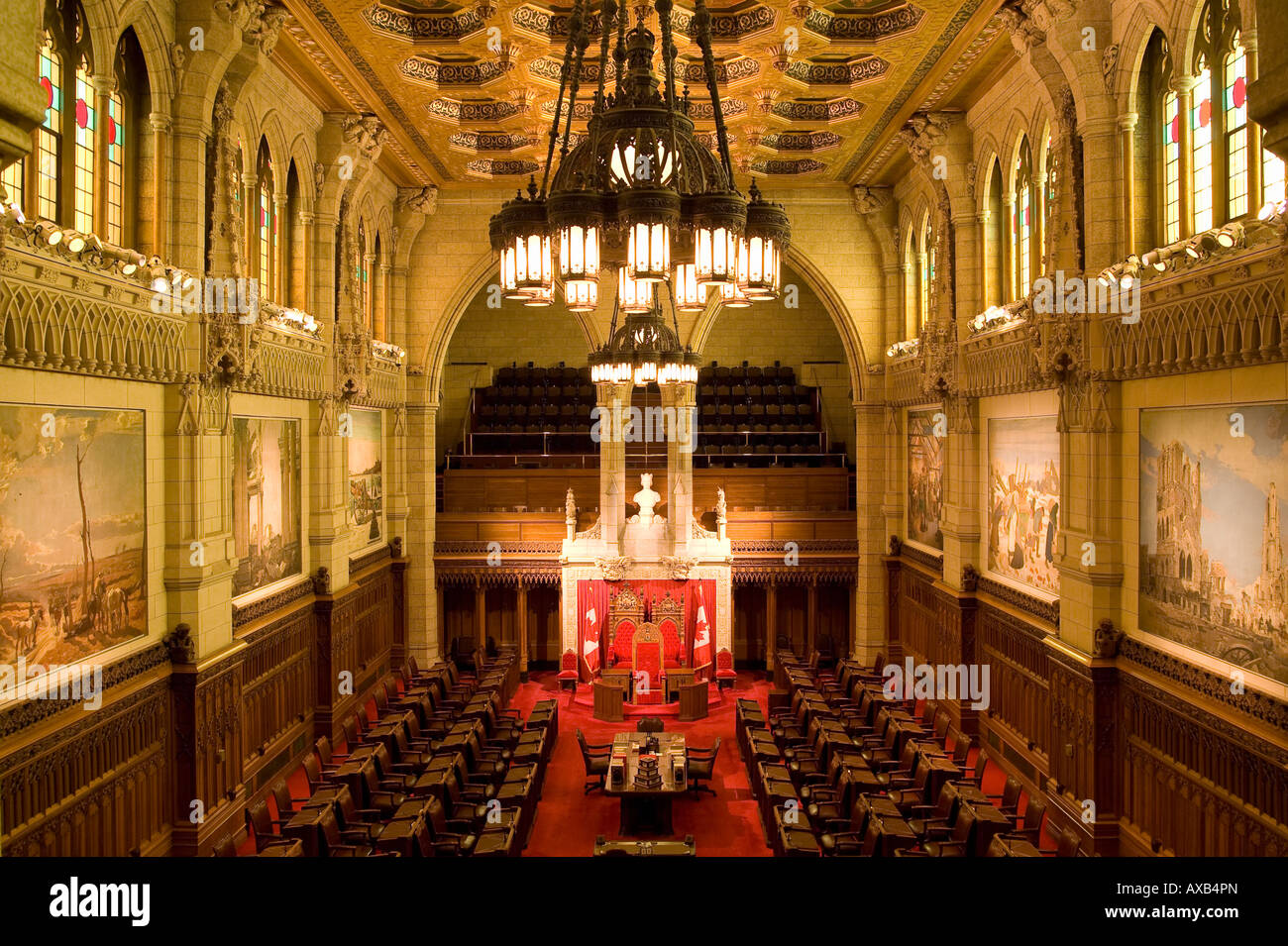 Senat Chambers, Parlamentsgebäude, Ottawa Kanada. Stockfoto