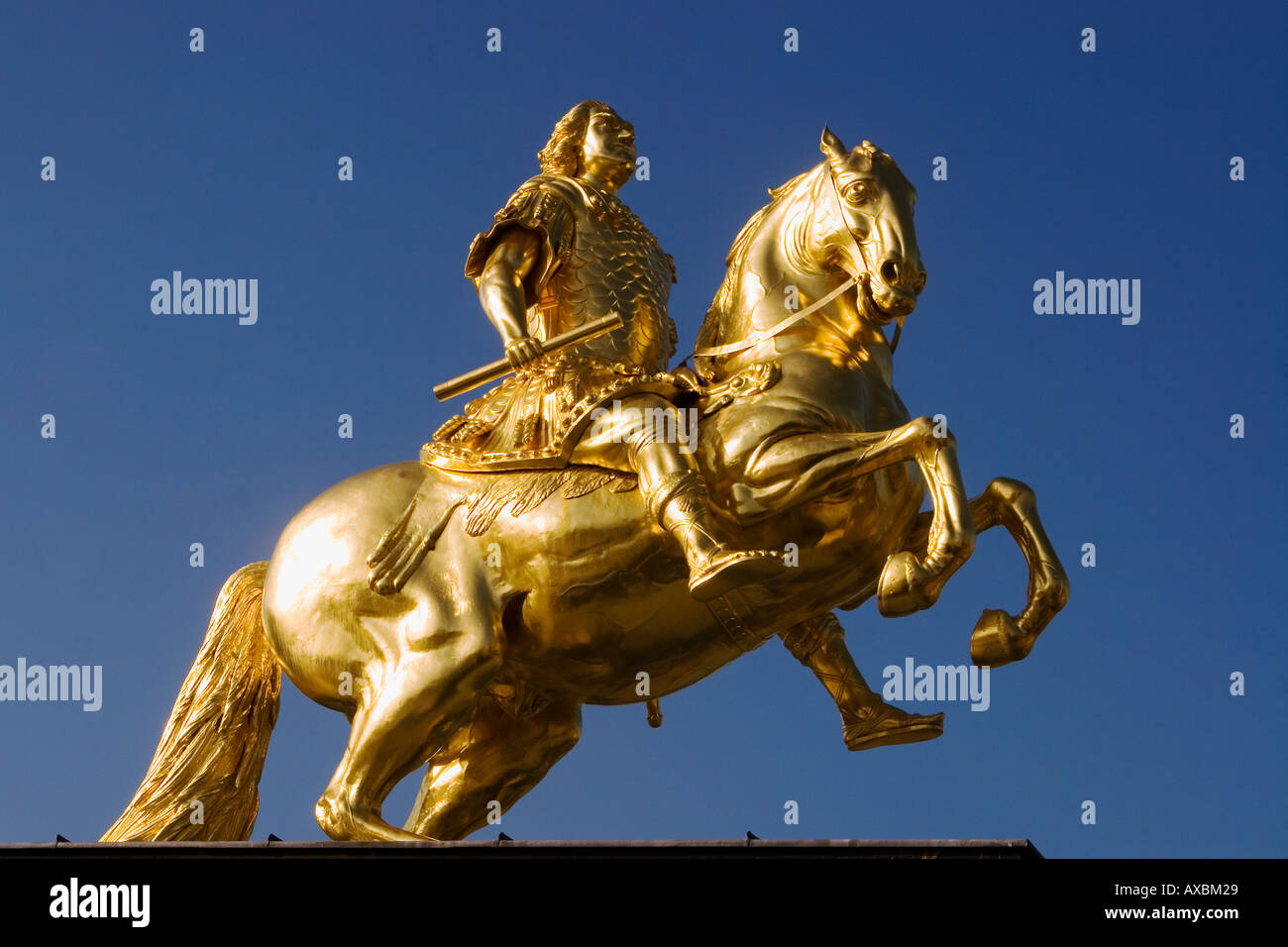 Dresden-goldener Equestian August der Starke Skulptur Stockfoto