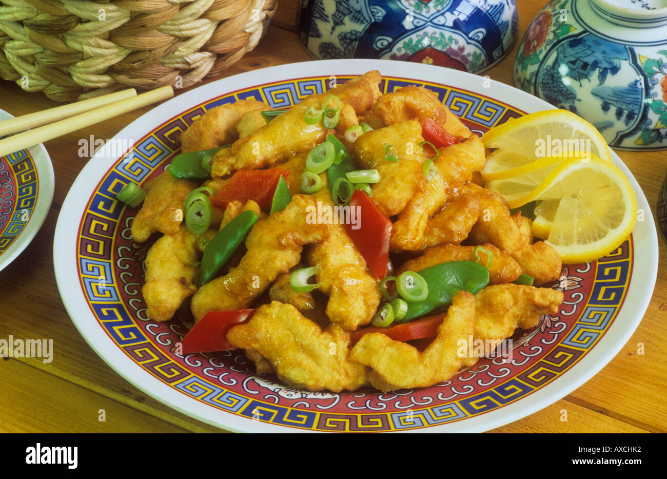 Chinesisches Essen Zitronen Huhn Stockfoto