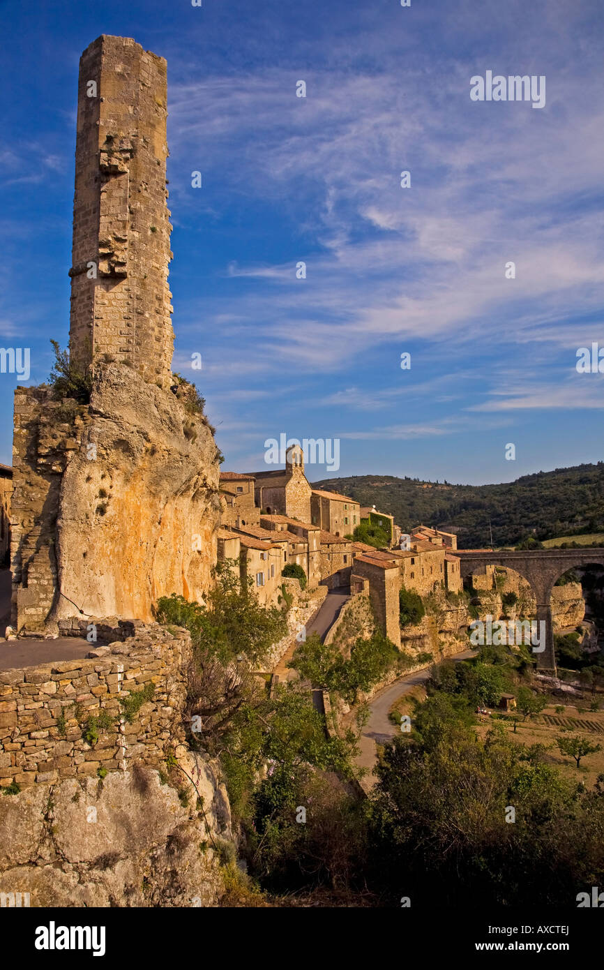 Candela, bleiben The Tower of the Cather Festung, Minerve, Languedoc-Roussillon, Frankreich Stockfoto