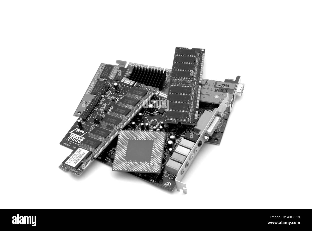 Verschiedene Computer-Komponenten Stockfoto