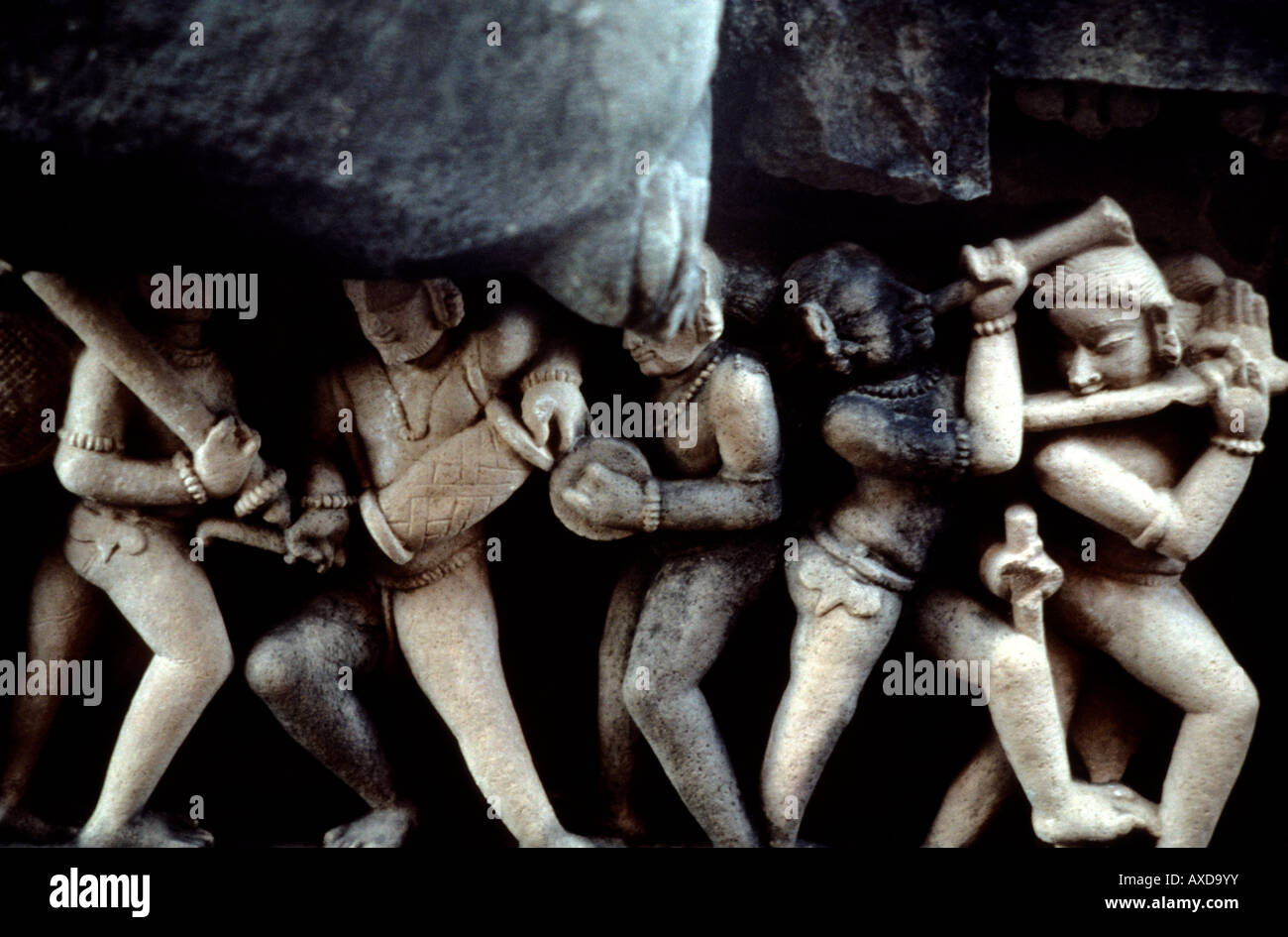 Khajuraho (Indien) Laksmana Tempel Sockel Fries Jahrhundert 950 n. Chr. Madhya Pradesh Indien Stockfoto