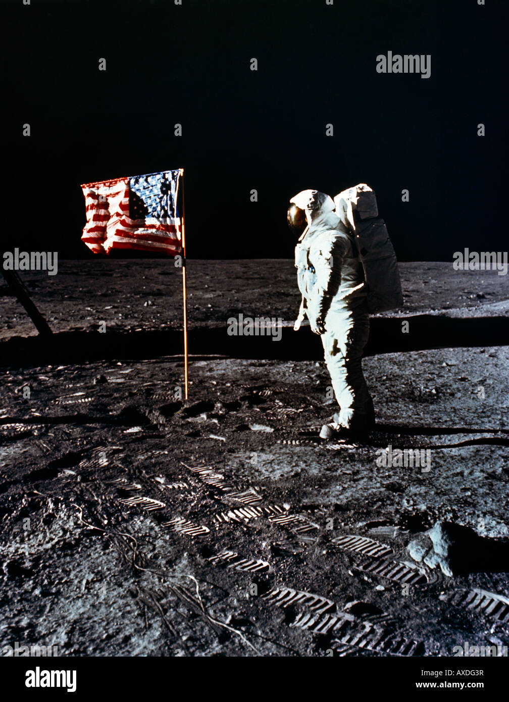 Mann auf dem Mond Buzz Aldrin Stockfoto