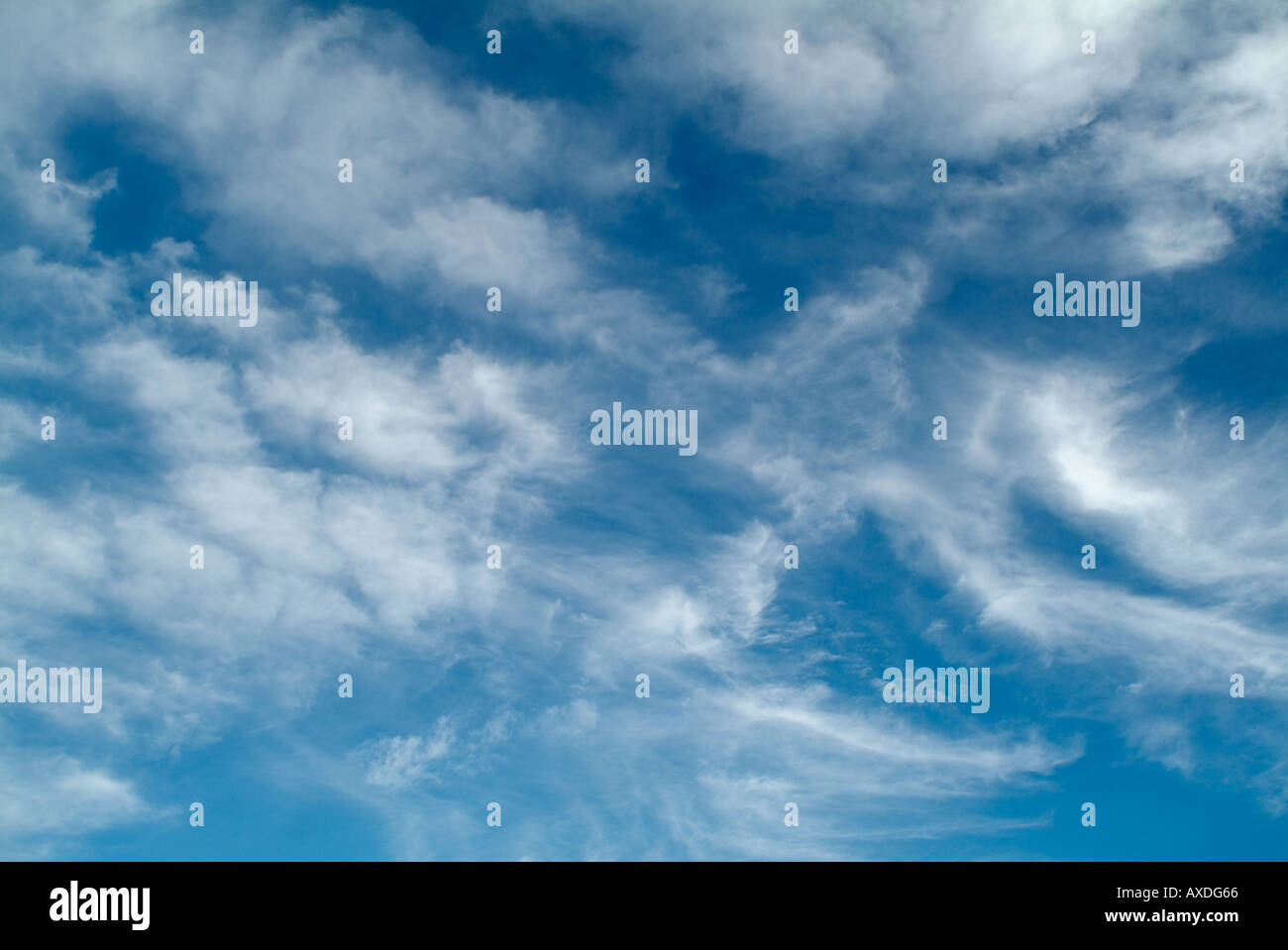 Wolkenfetzen vor blauem Himmel Stockfoto