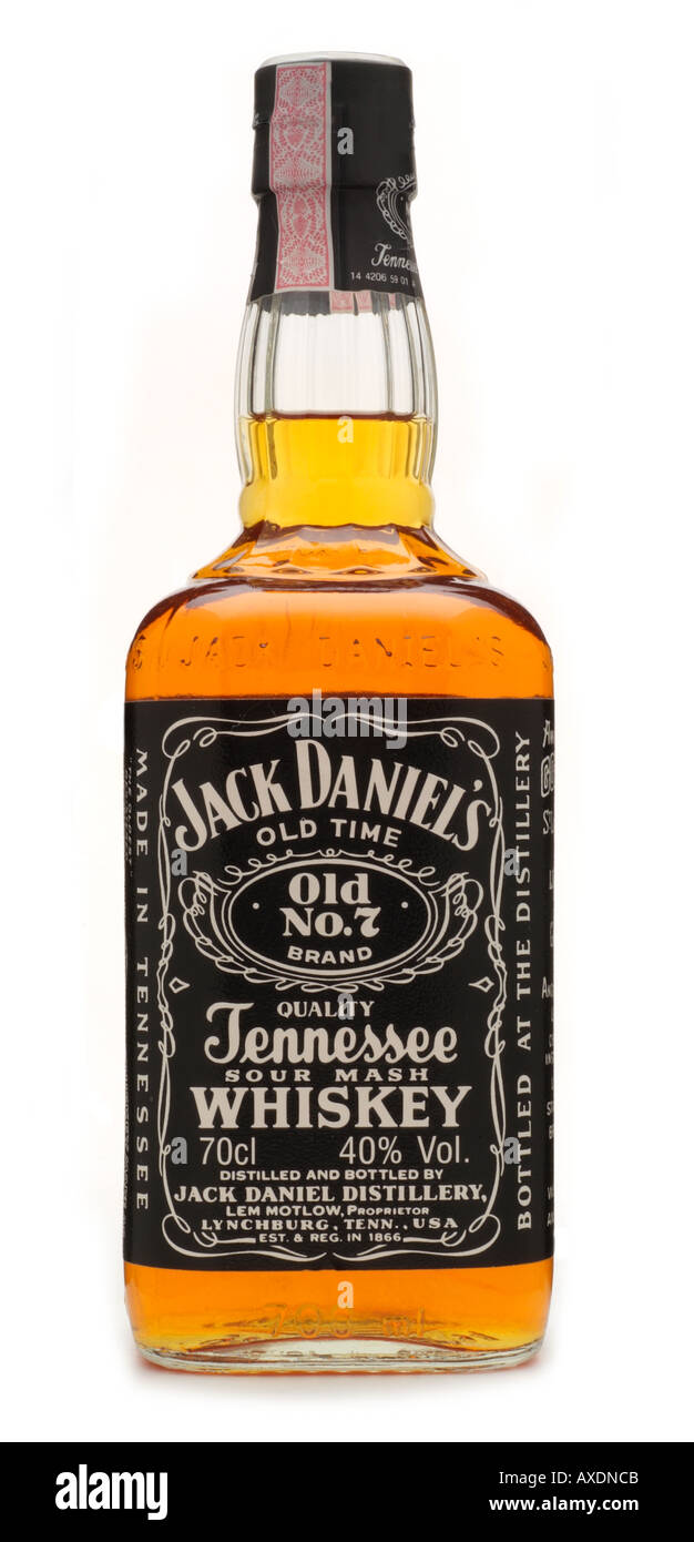 Jack Daniel Daniels alten Zeit Nr. 7 sieben brand Tennessee Sour Mash Whiskey Whisky Lem Motlow Lynchburg tenn Usa sippin Frühling Stockfoto