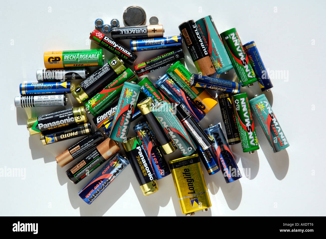 Batterien und Akkumulatoren Stockfoto
